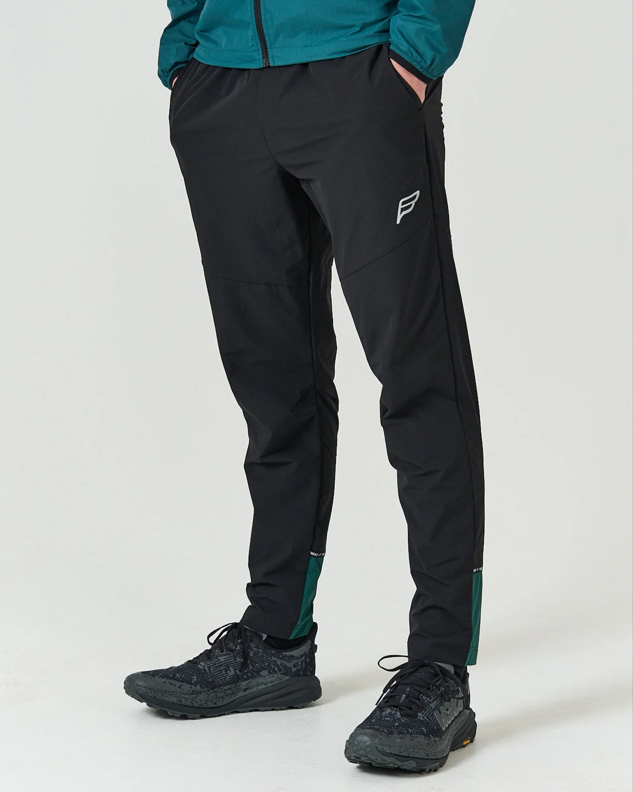 Mens Black/Green Action Tech Track Pants