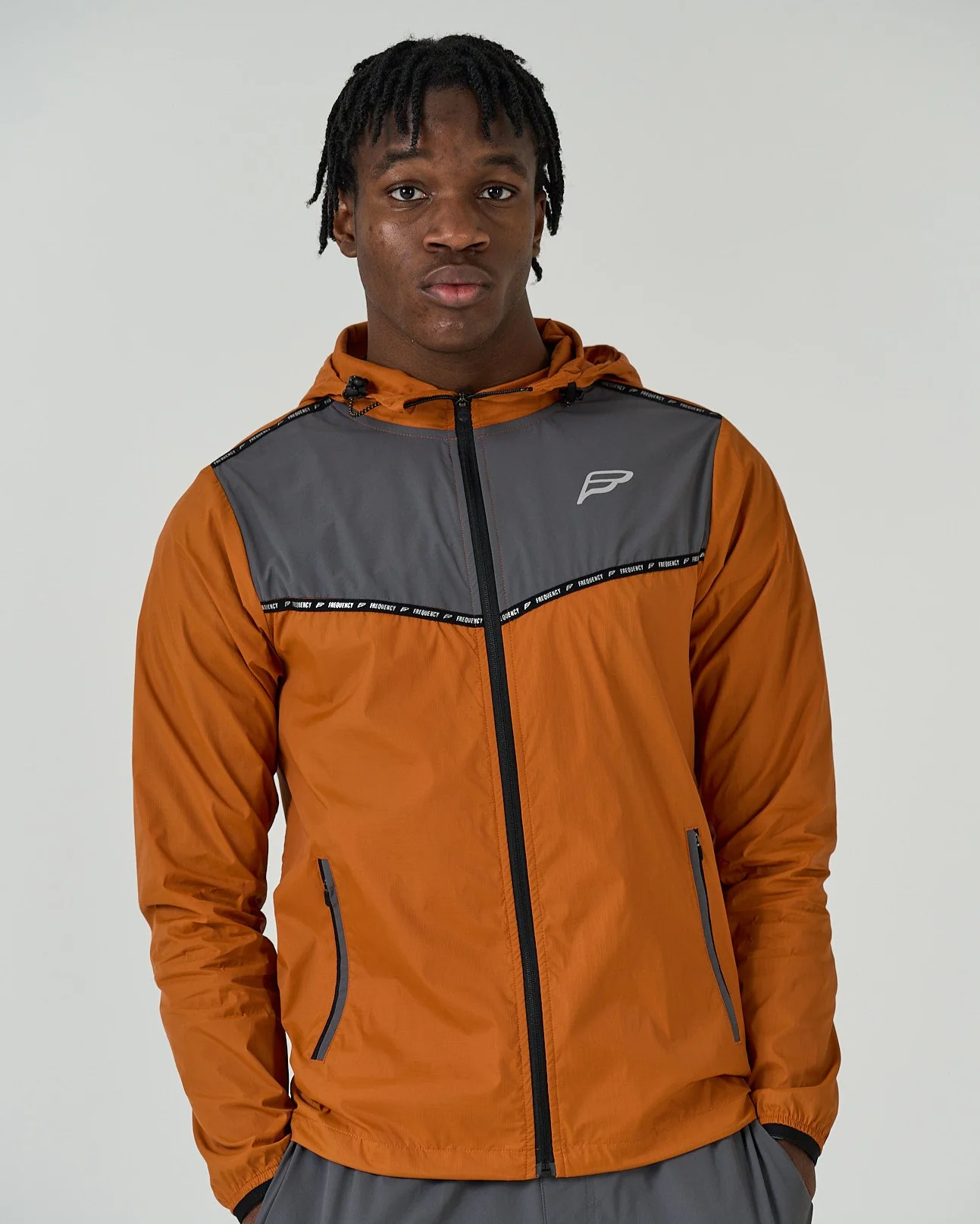 Mens Burnt Orange Action Tech Windbreaker