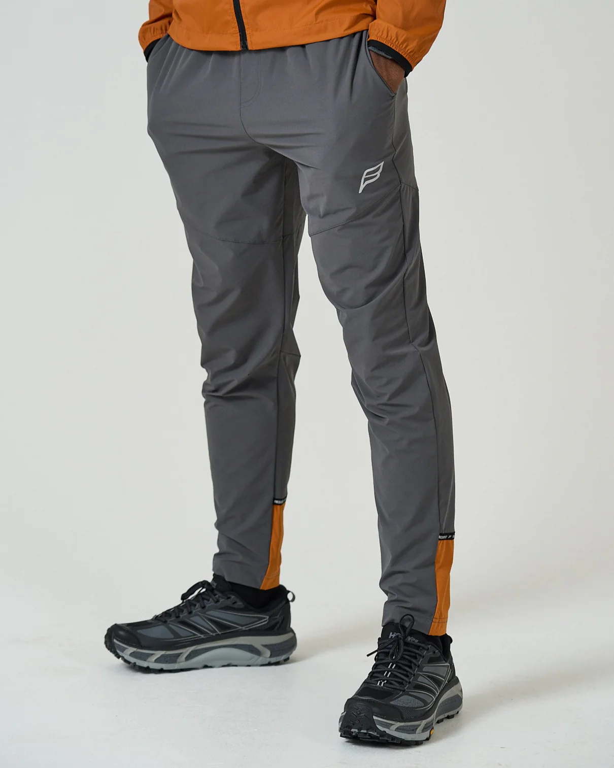 Mens Grey/Orange Action Tech Track Pants