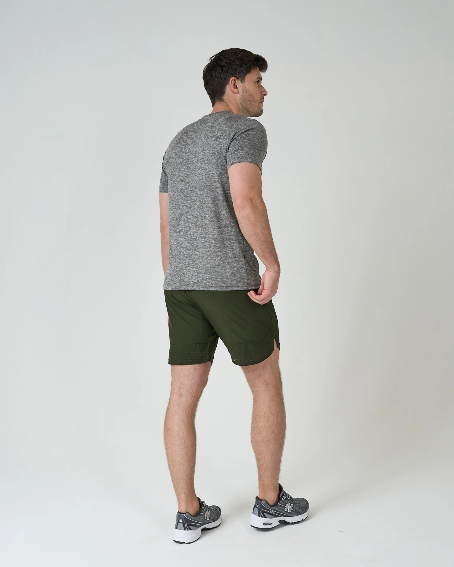 Mens Khaki Green Content Shorts - Image 5