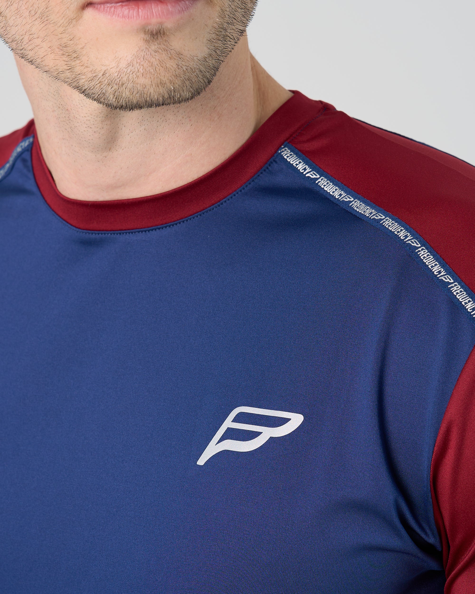 Mens A-Tech Pro T-Shirt - Navy/Burgundy - Image 3