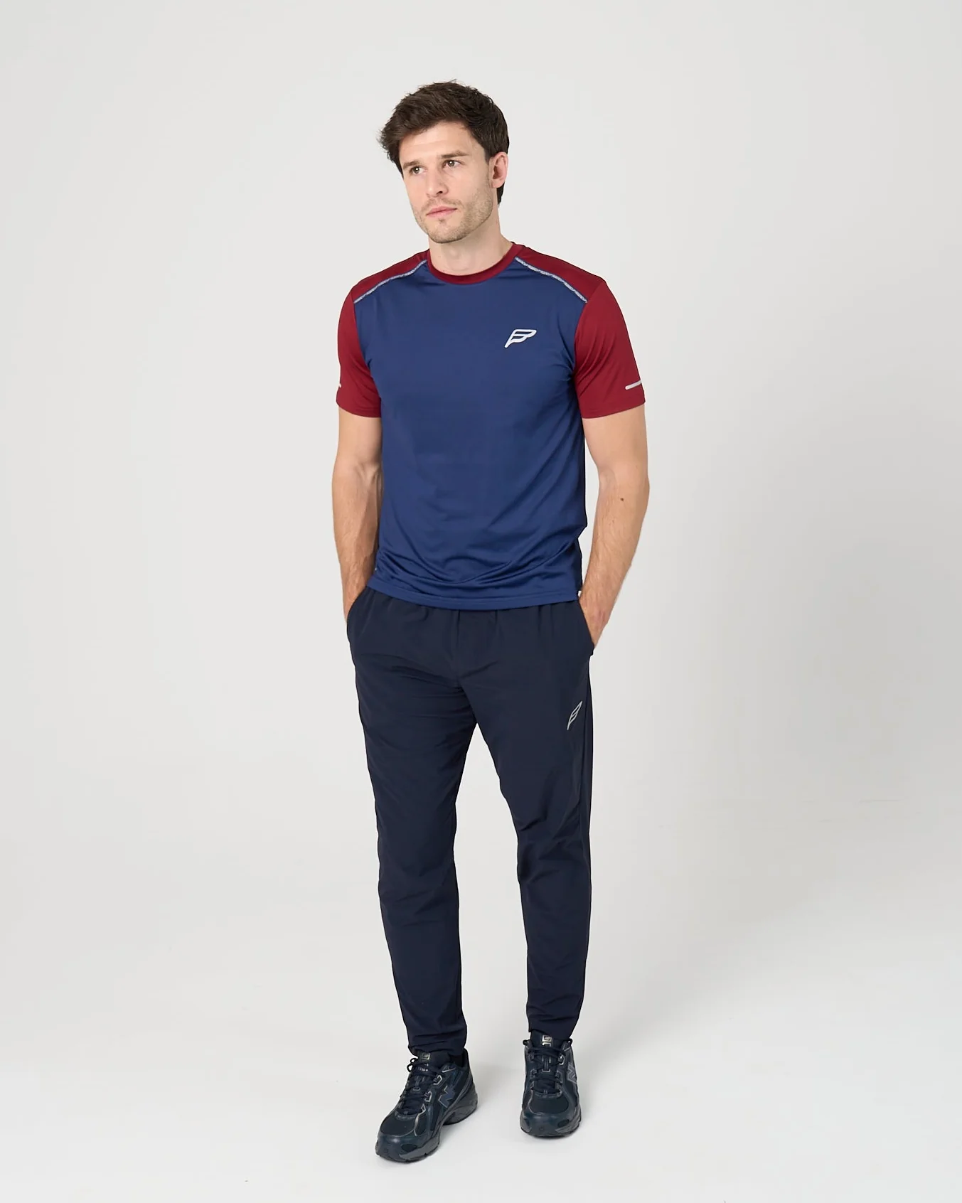 Mens A-Tech Pro T-Shirt - Navy/Burgundy - Image 4