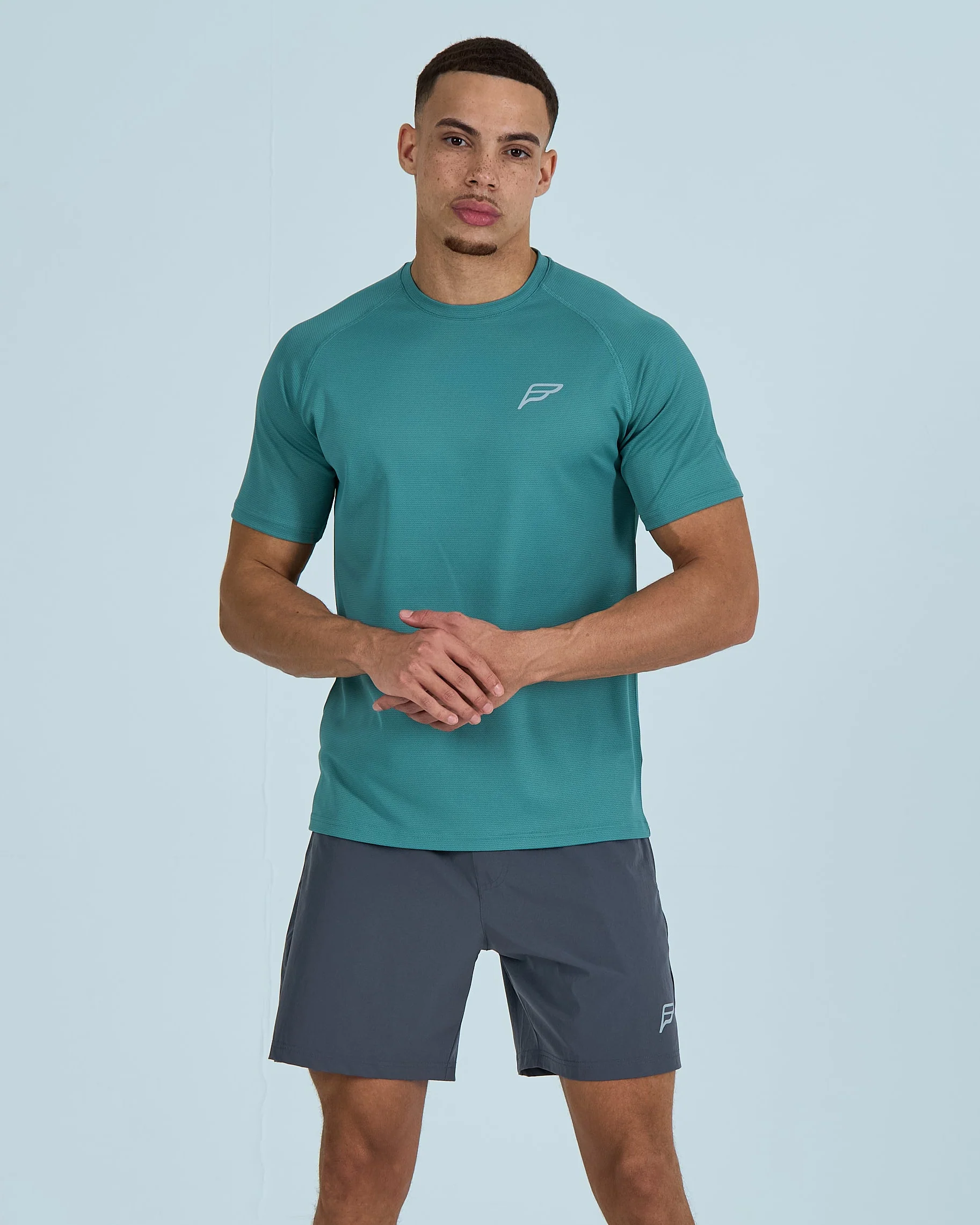 Mens Core Shorts Set - Green/Grey - Image 2