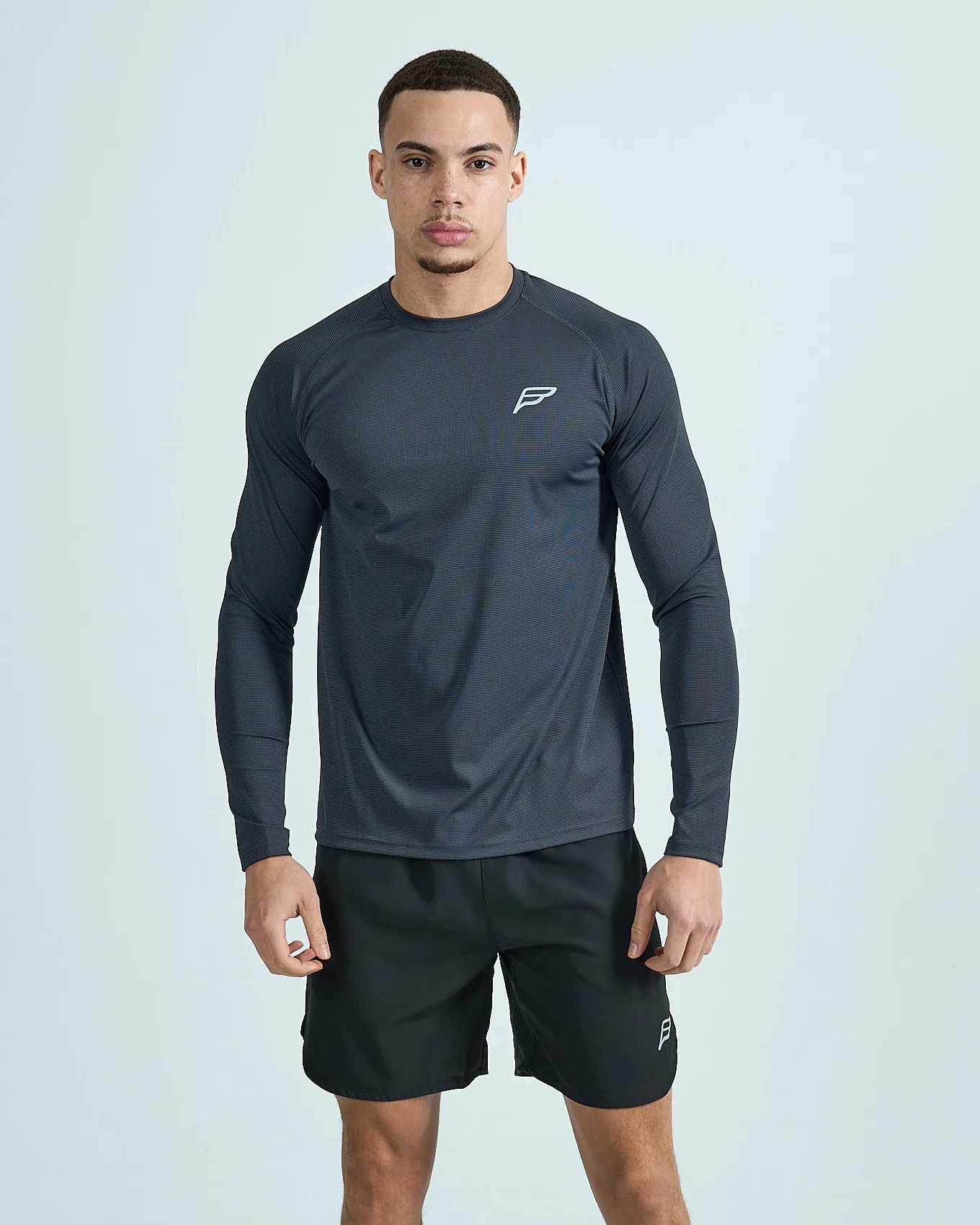 Mens Grid Tech Long Sleeve T-Shirt - Phantom Black - Image 3
