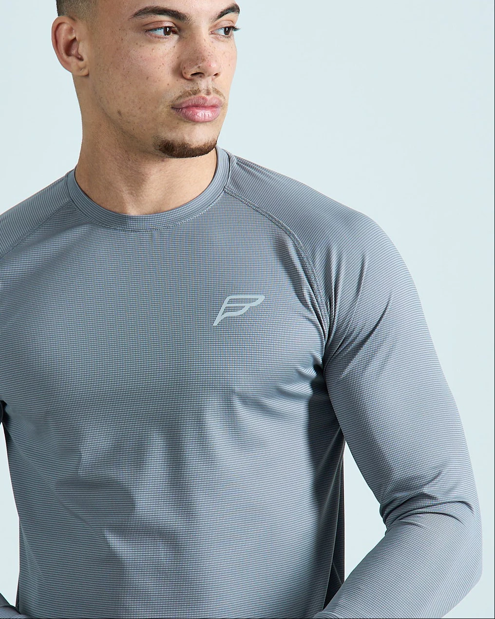 Mens Grid Tech Long Sleeve T-Shirt - Platinum Grey - Image 3