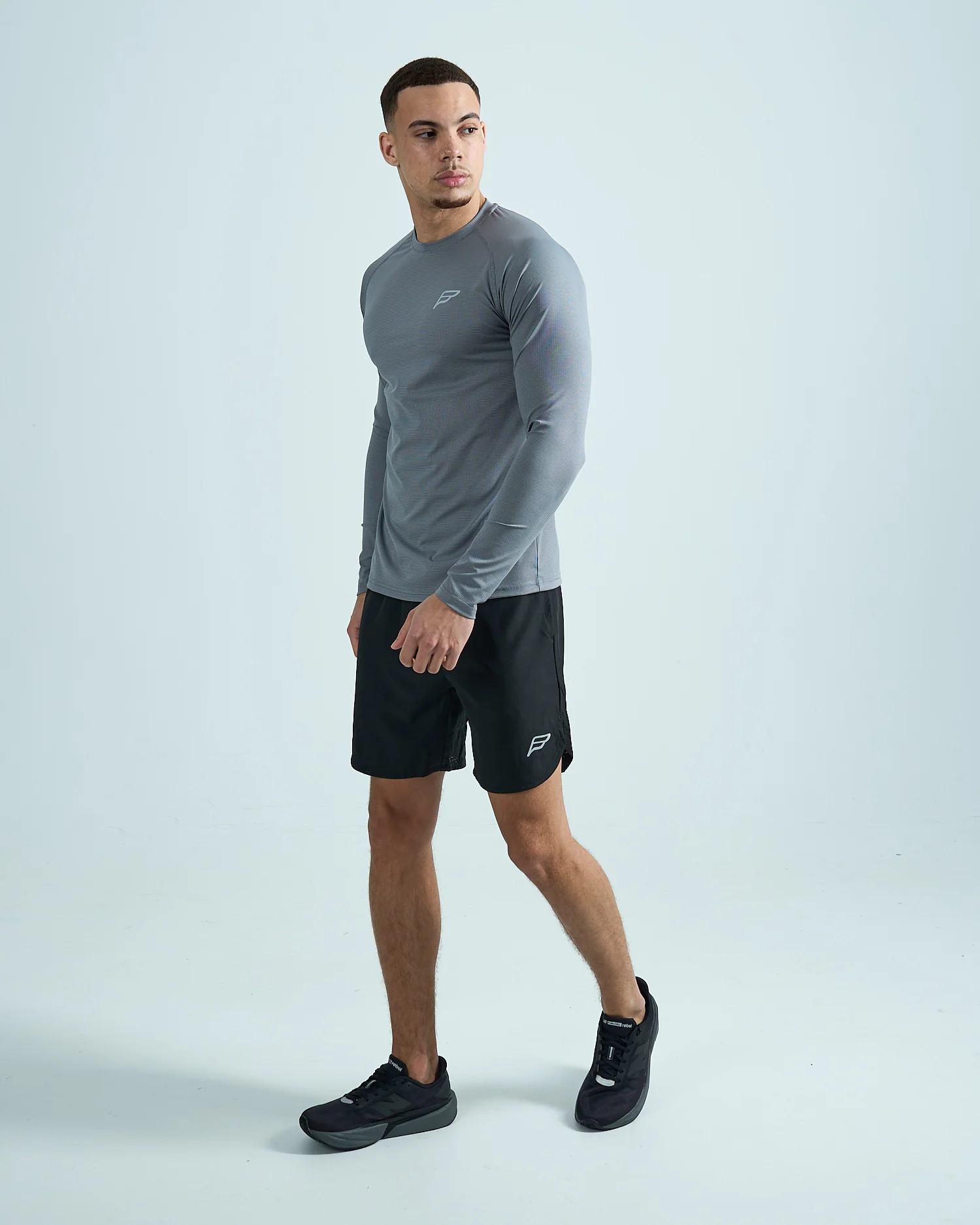 Mens Grid Tech Long Sleeve T-Shirt - Platinum Grey - Image 4