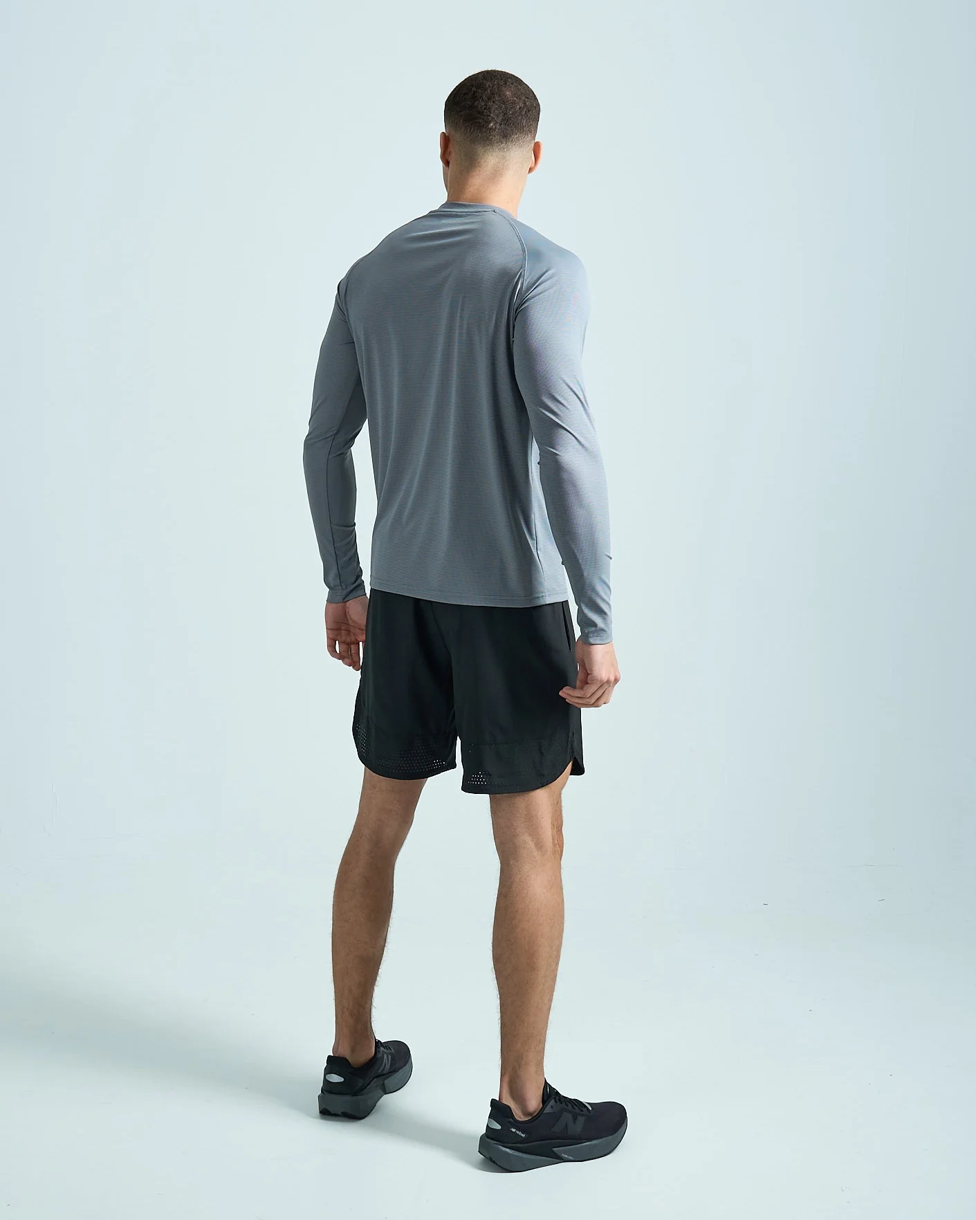 Mens Grid Tech Long Sleeve T-Shirt - Platinum Grey - Image 5
