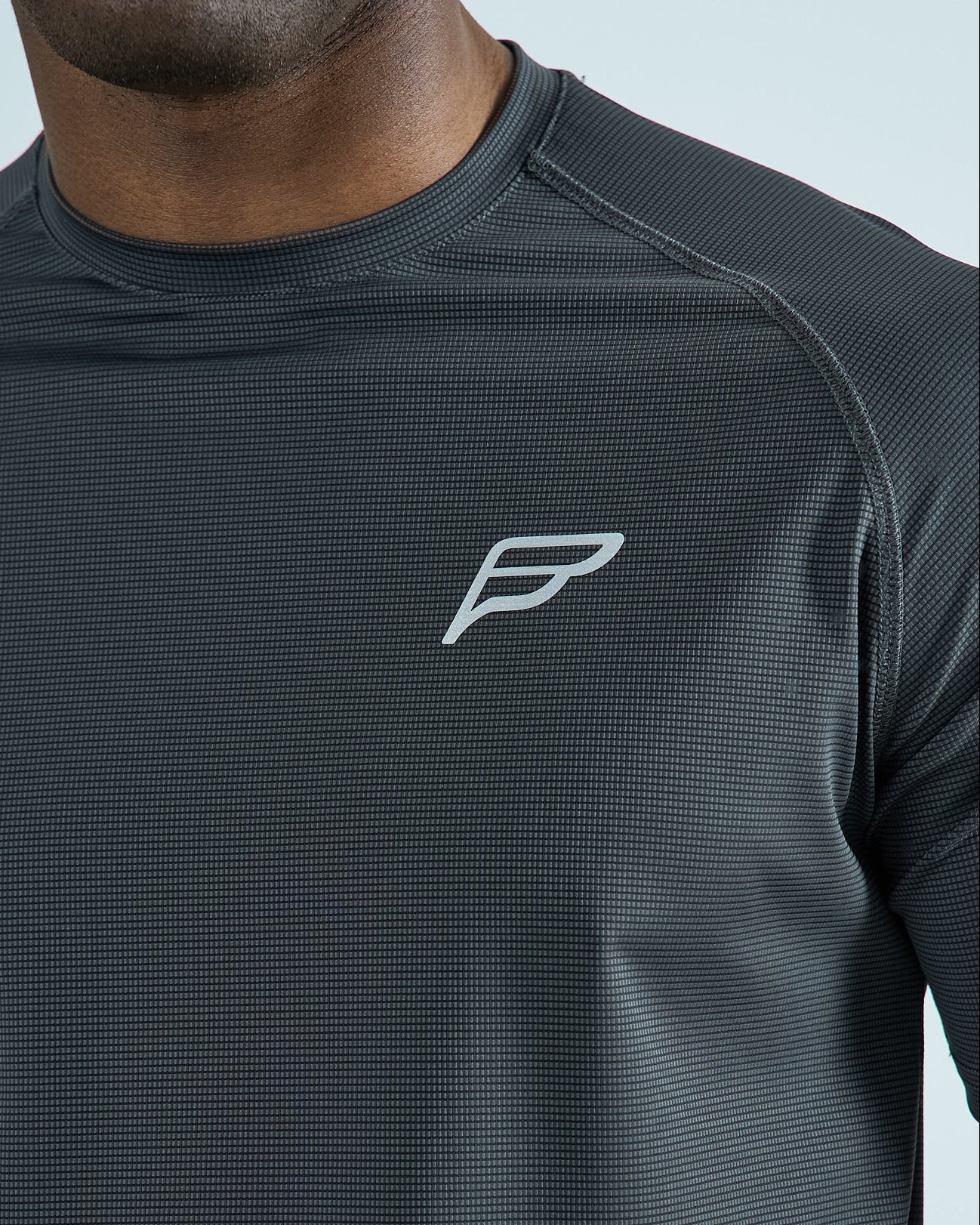 Mens Grid Tech T-Shirt - Pewter Grey - Image 3
