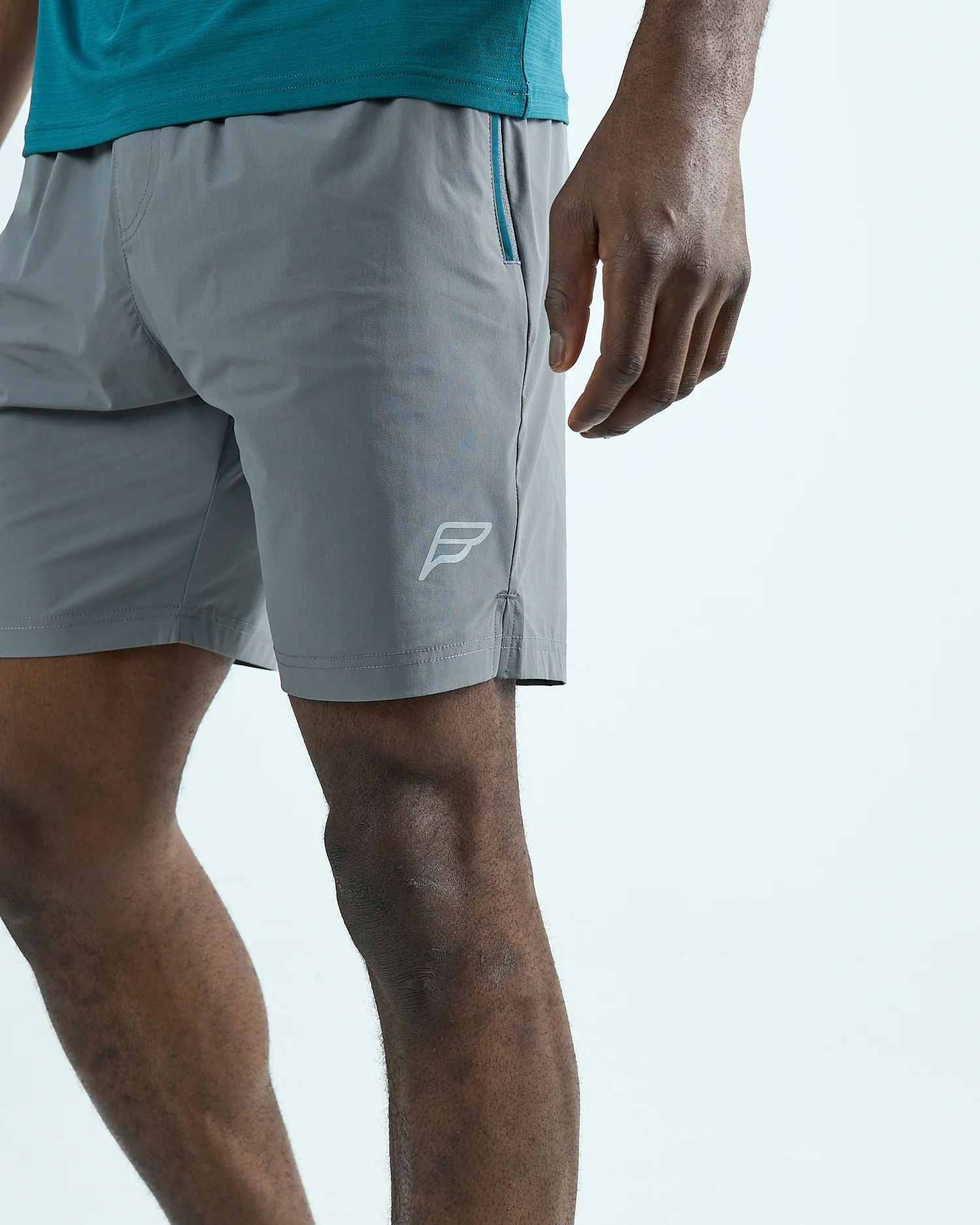Mens Stride Shorts - Grey/Teal - Image 3
