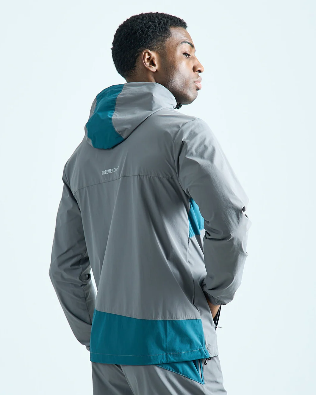 Mens Stride Windbreaker - Grey/Teal - Image 4